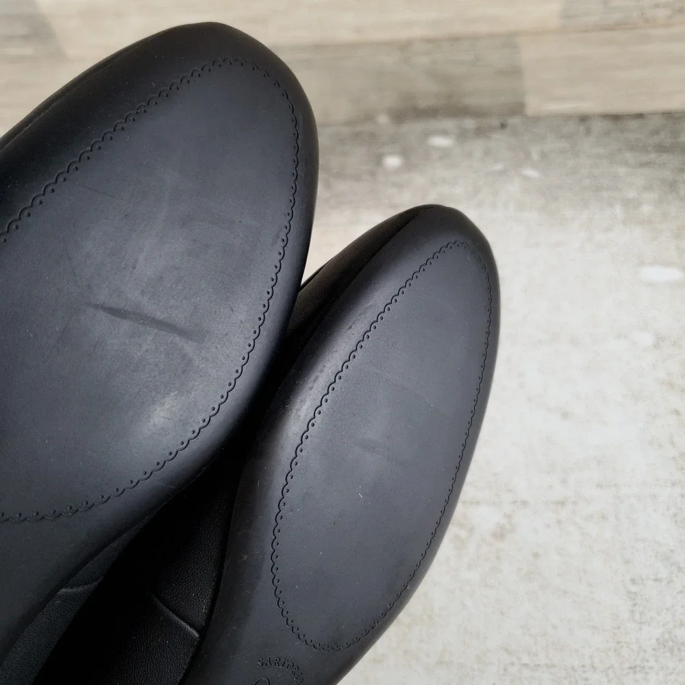 Franco Sarto Faris Womens Flats Sz 6 M Black Leather Round Toe Slip-On Shoes